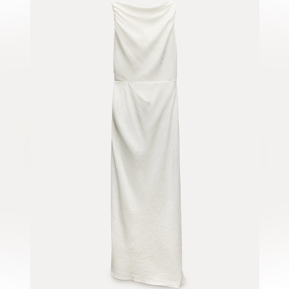 ZARA DRAPED LINEN BLEND DRESS ZW COLLECTION - Picture 4 of 5